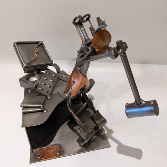 Vintage Hinz & Kunst Metal Sculpture “Computer Rage” – Nuts & Bolts Art Geek - Picture 3 of 11